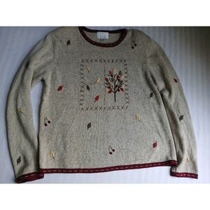 Vintage Christopher Banks Sweater Small Hand Embroidered Fall Granny Cottage
